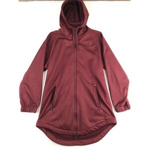 NORTH FACE Jacket Womens Medium Burgundy Jazzer Fleece Hoodie Tunic Outdoor Long